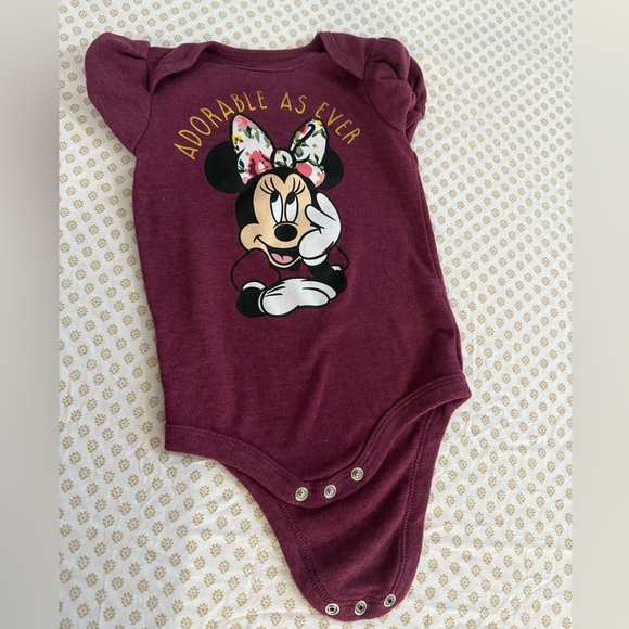 Disney Other - Disney Minnie Mouse Maroon Baby Bodysuit